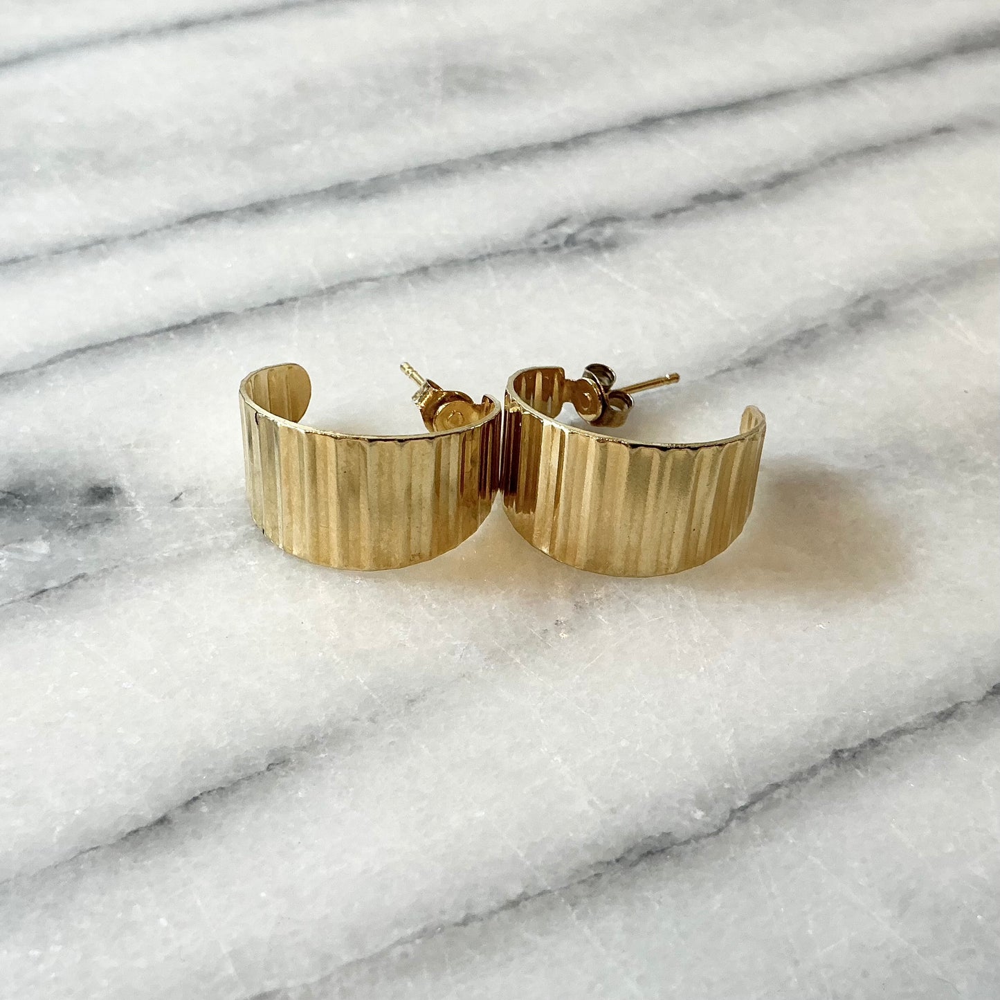 Vintage Gold “Ripple” Hoops