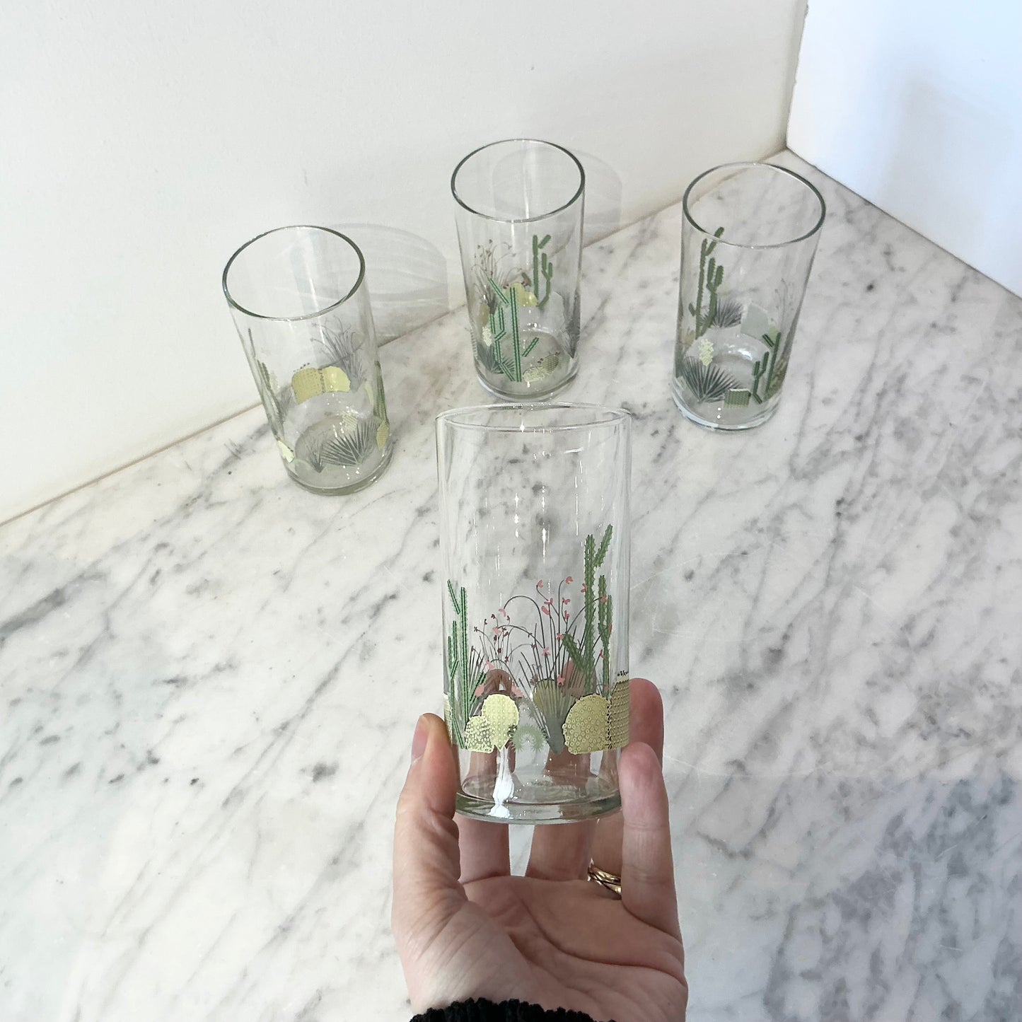 S/4 Vintage Cactus Glasses