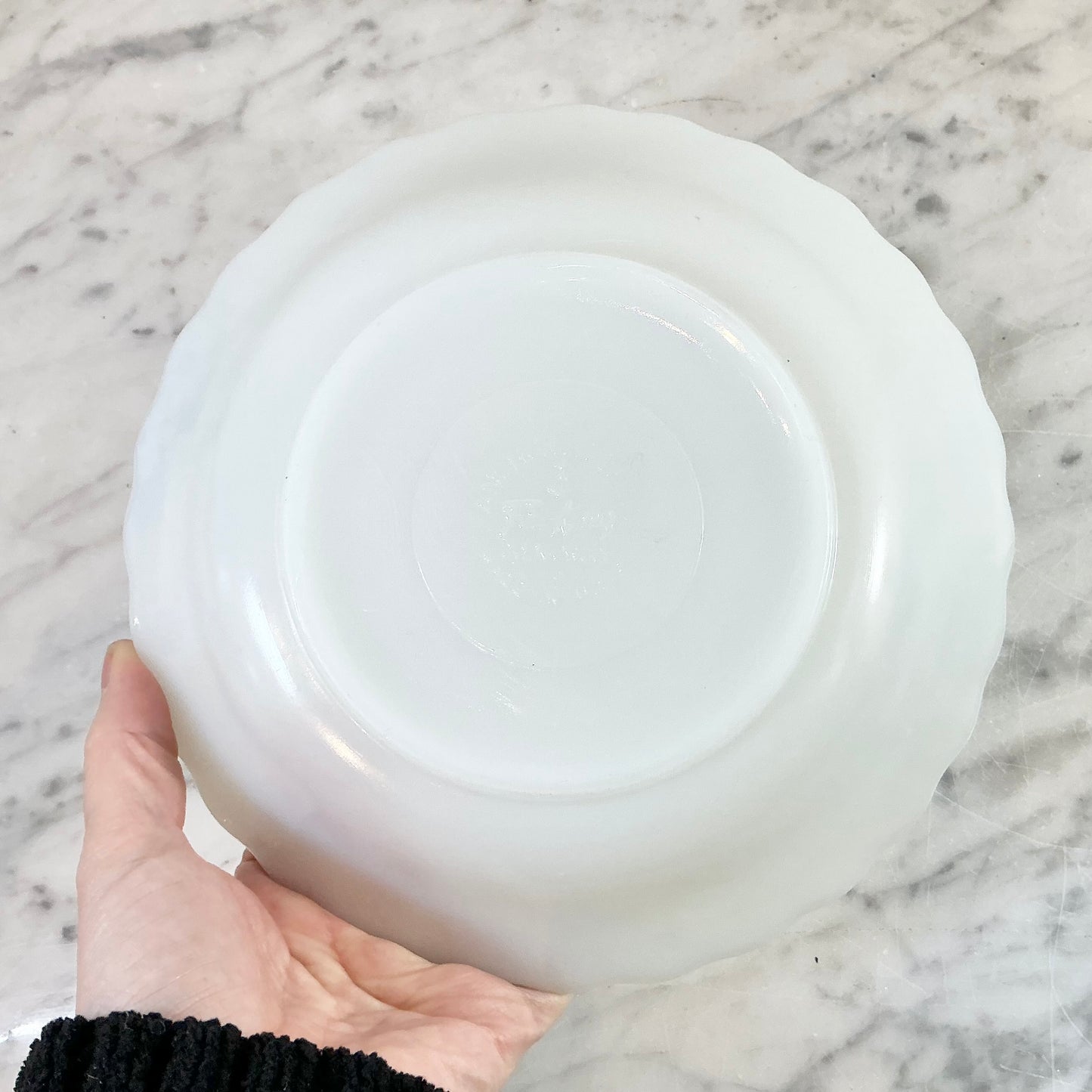 Vintage Scalloped Milk Glass Bowl, 7.75"