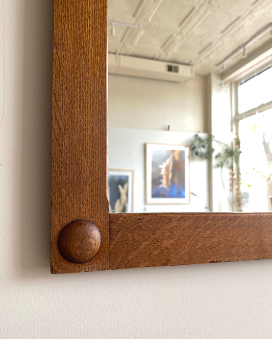 Large Antique Oak Mirror (33.25 x 27.25)