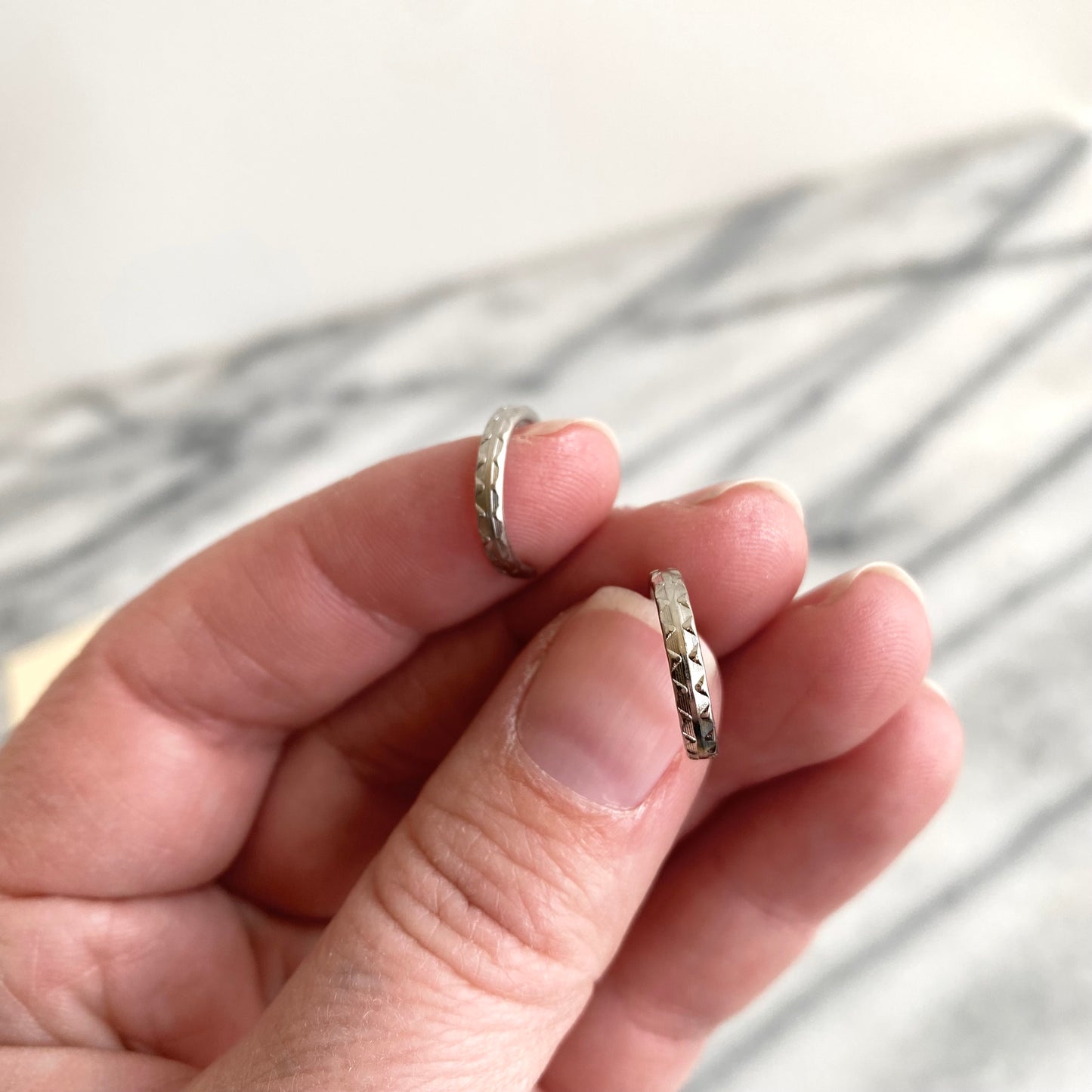 Vintage Etched Silver Hoop Earrings