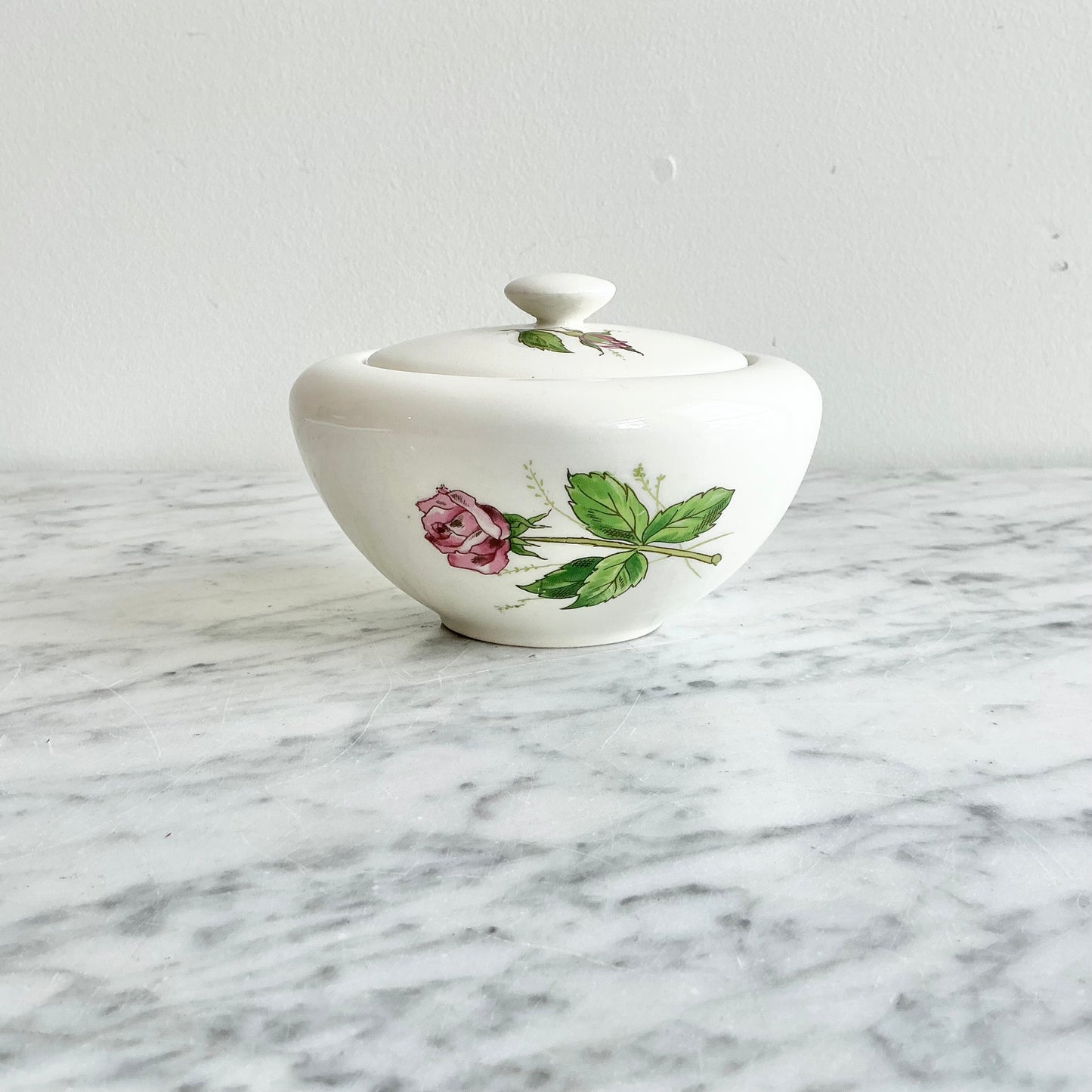 Vintage “Tea Rose” Sugar Bowl with Lid