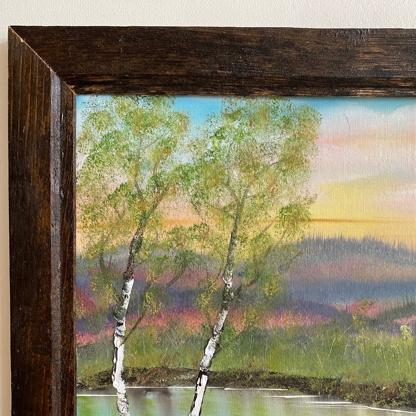 Found Framed Landscape Painting, Summer Scene