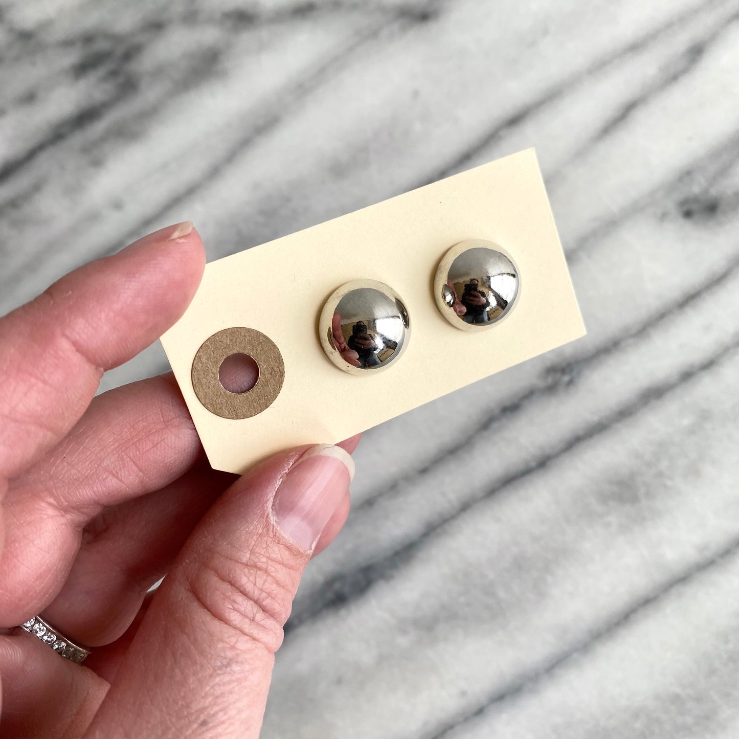 Vintage Rounded Chrome Earrings