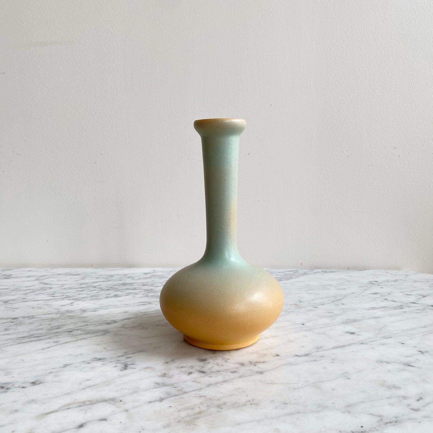 Vintage Ceramic Vase, Blue + Orange Ombré
