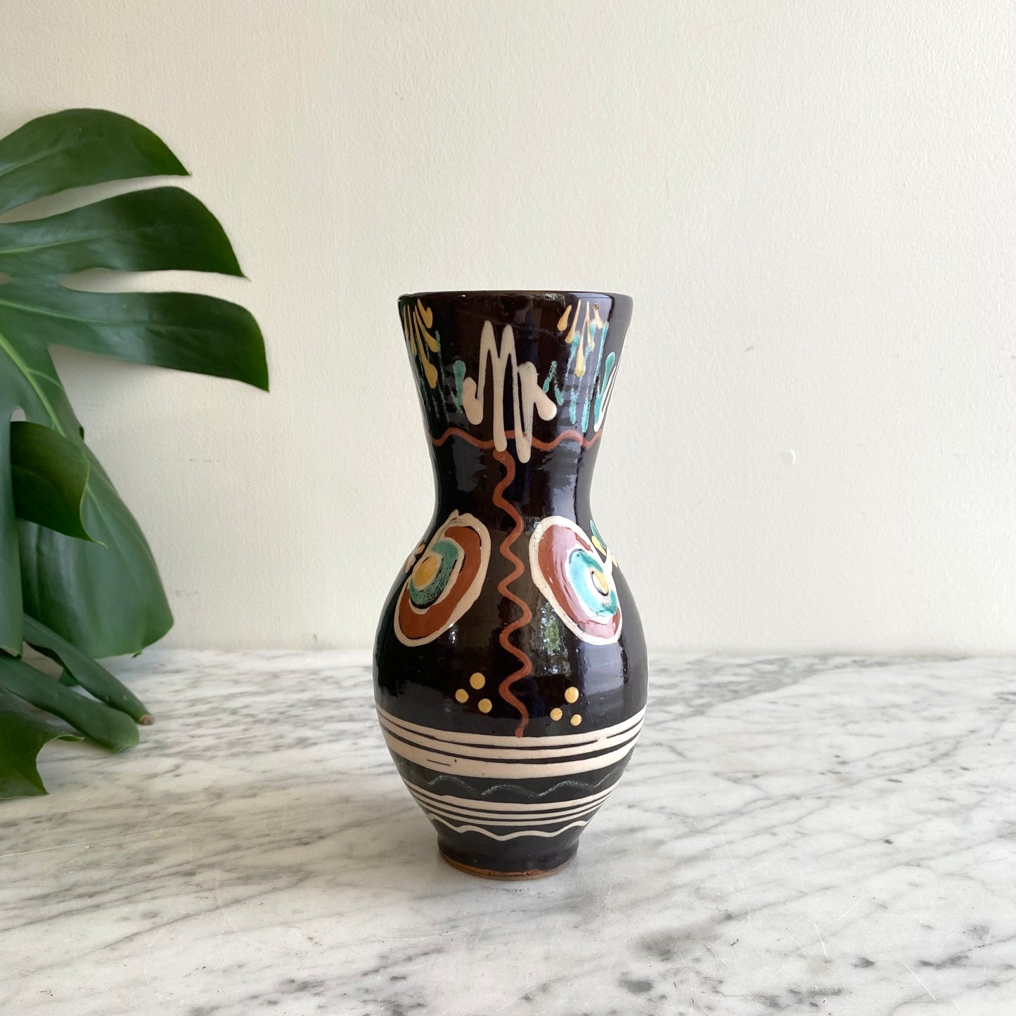 Vintage Hungarian Folk Art Pitcher, 8"