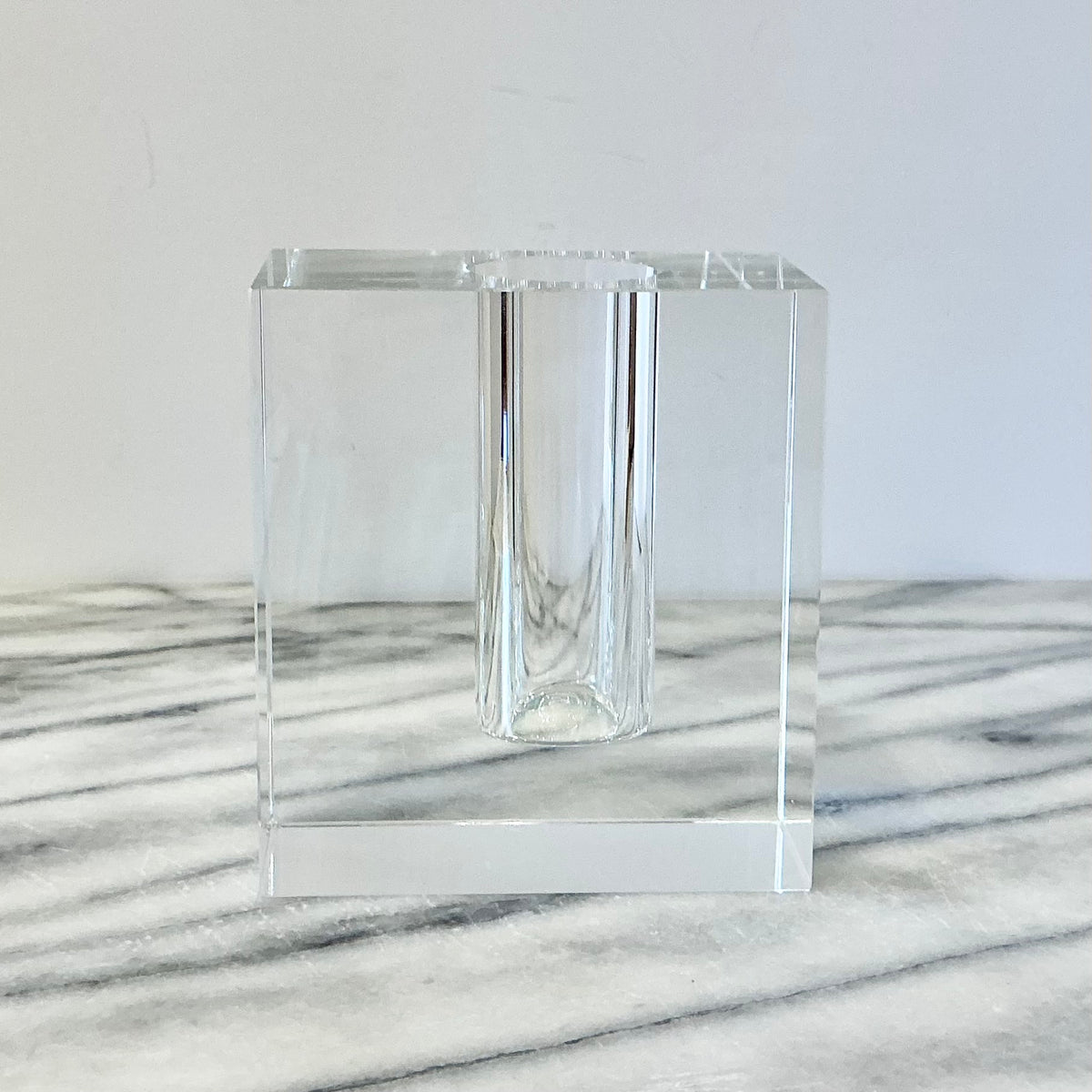 Vintage Heavy Crystal "Block" Vase