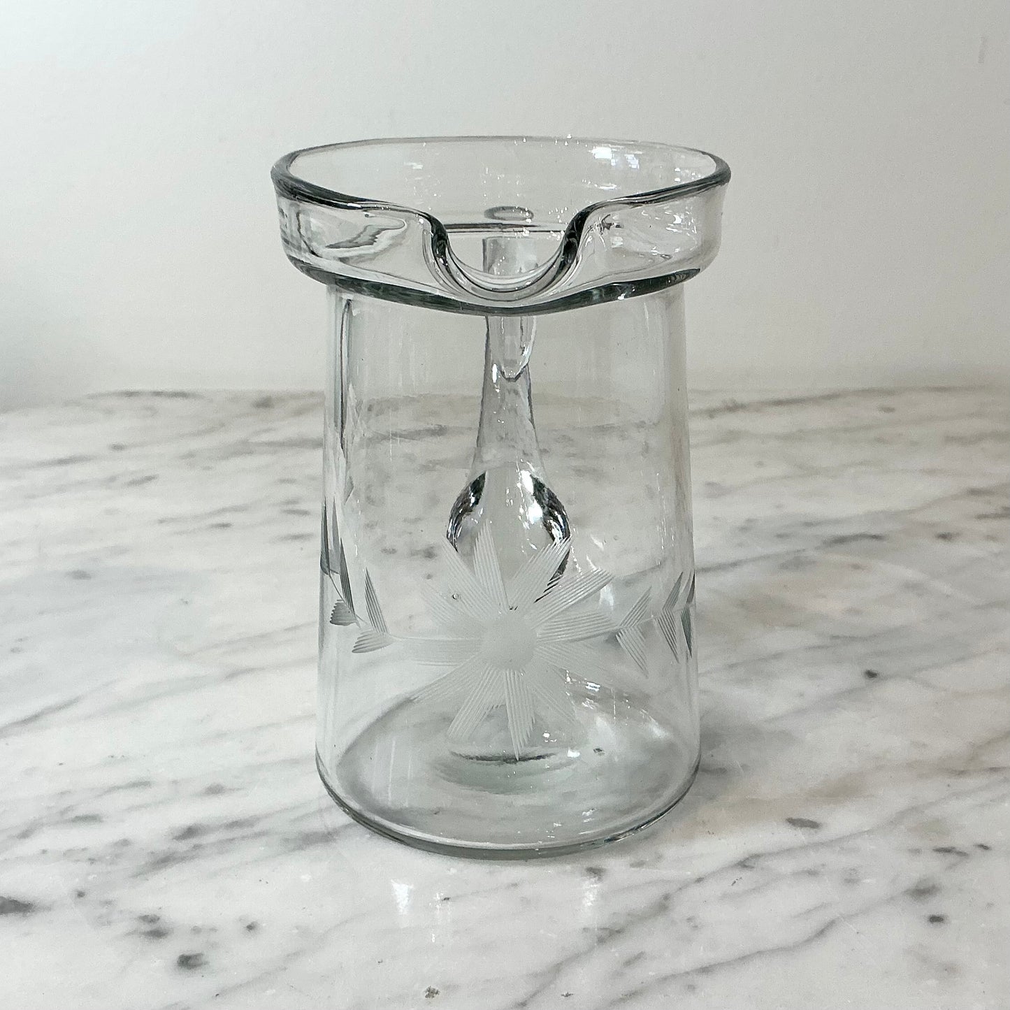 Vintage Etched Glass Creamer or Syrup Pitcher