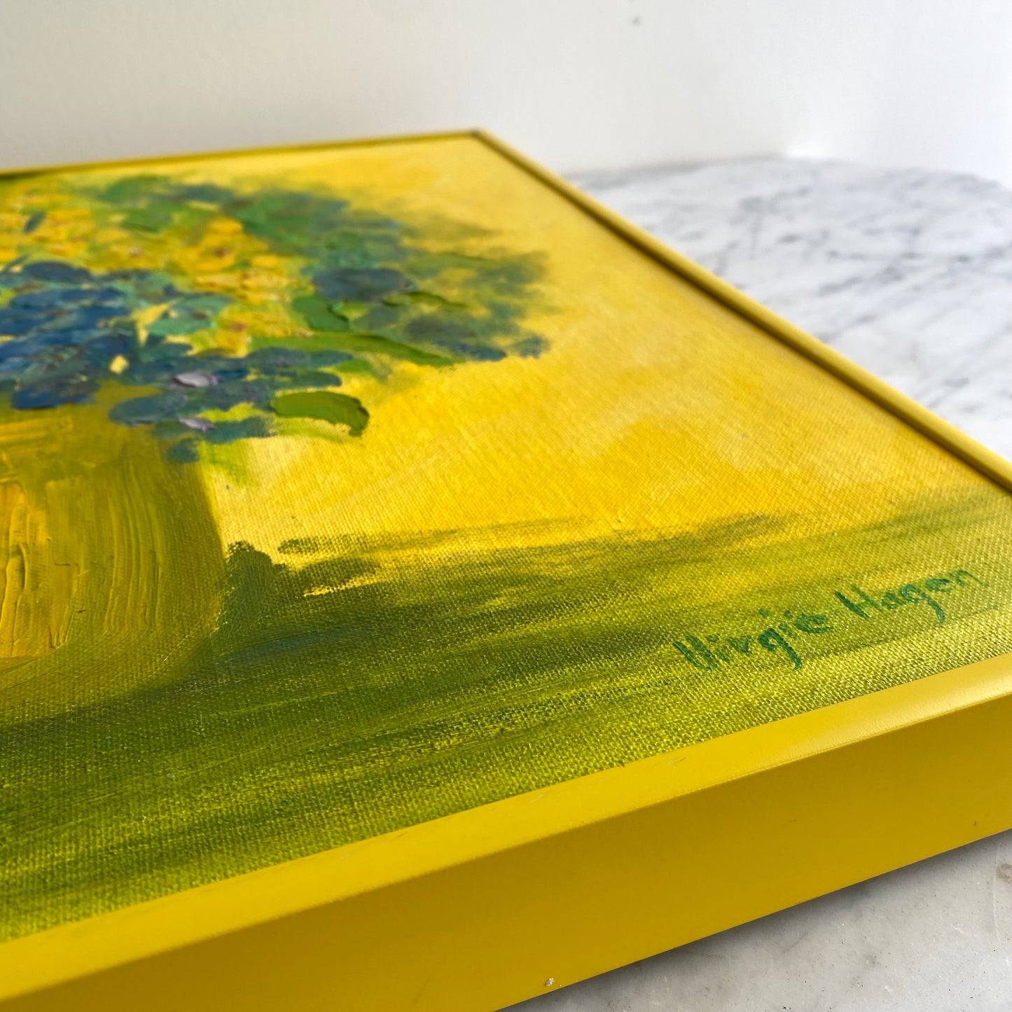Vintage Original Yellow Flower Painting, Circa 1978