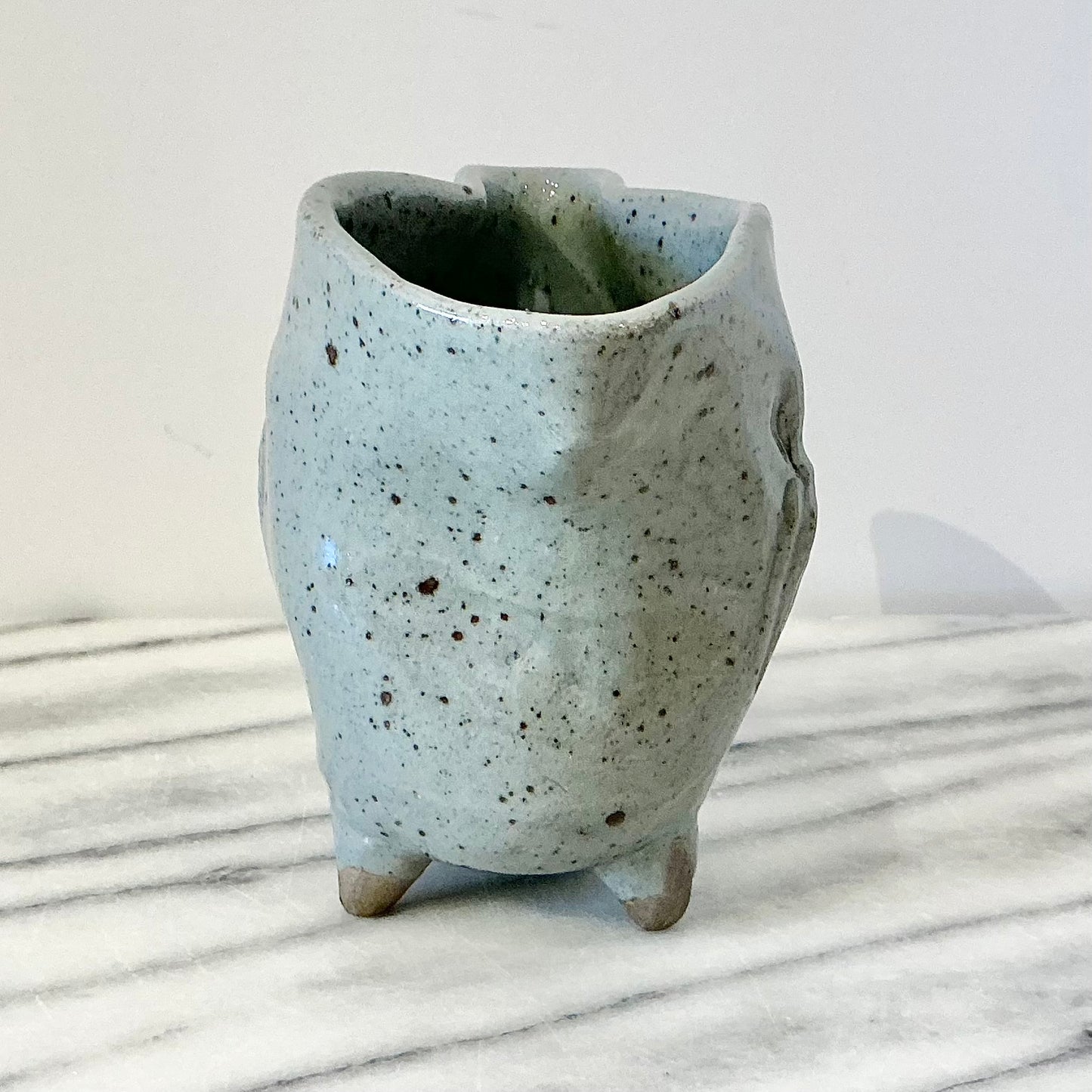 Vintage Squished Pottery Creamer / Vase