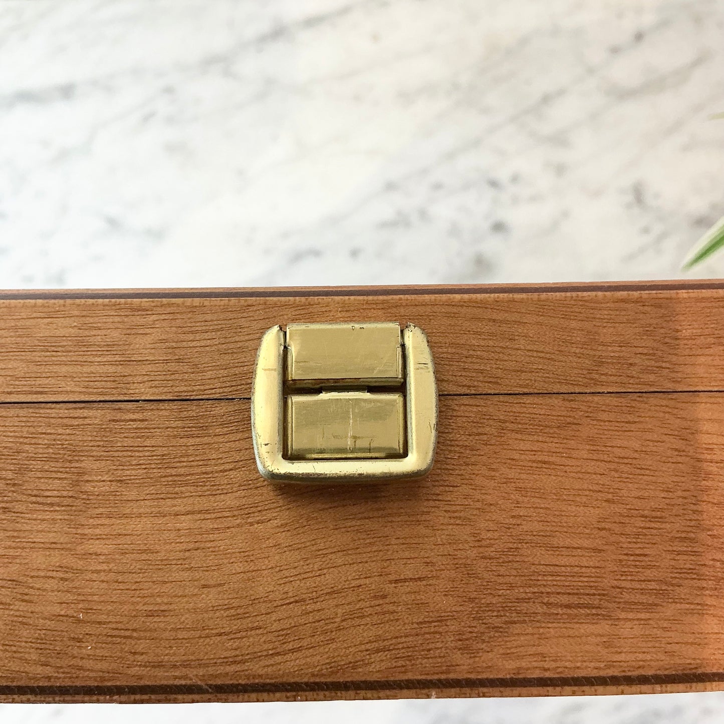Vintage Wooden Storage Box with Brass Latch