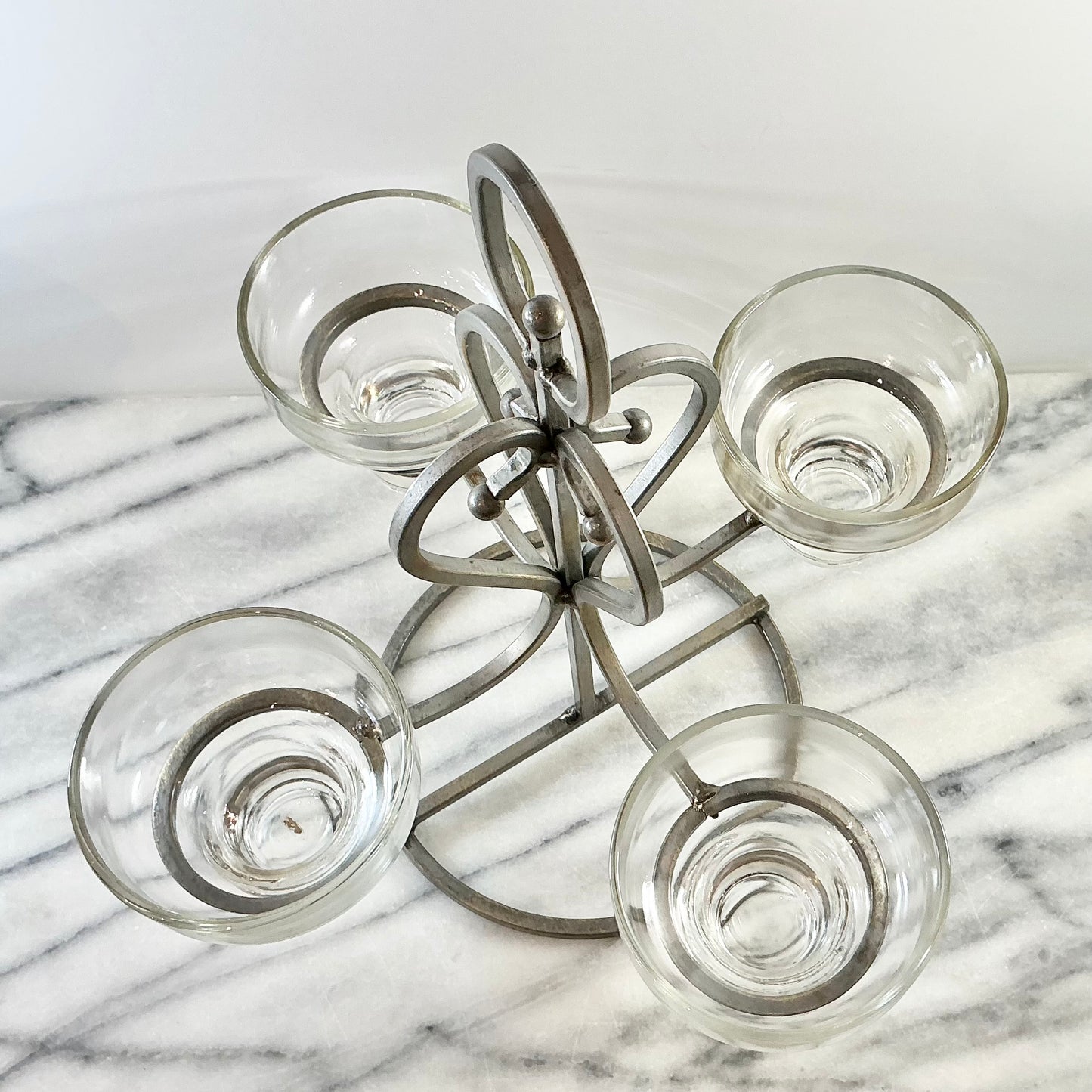 Vintage Iron Candelabra with Glass Cups