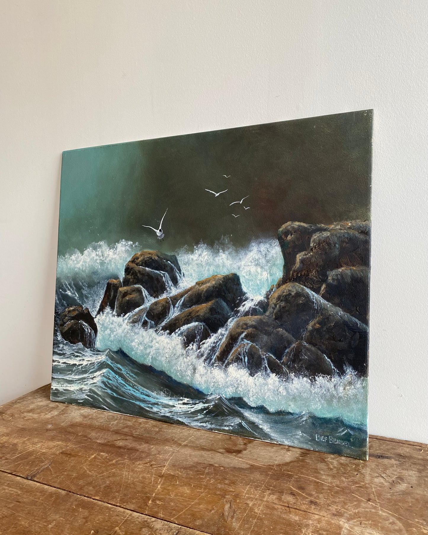 Vintage Original Seascape Painting, Signed (24 x 20")