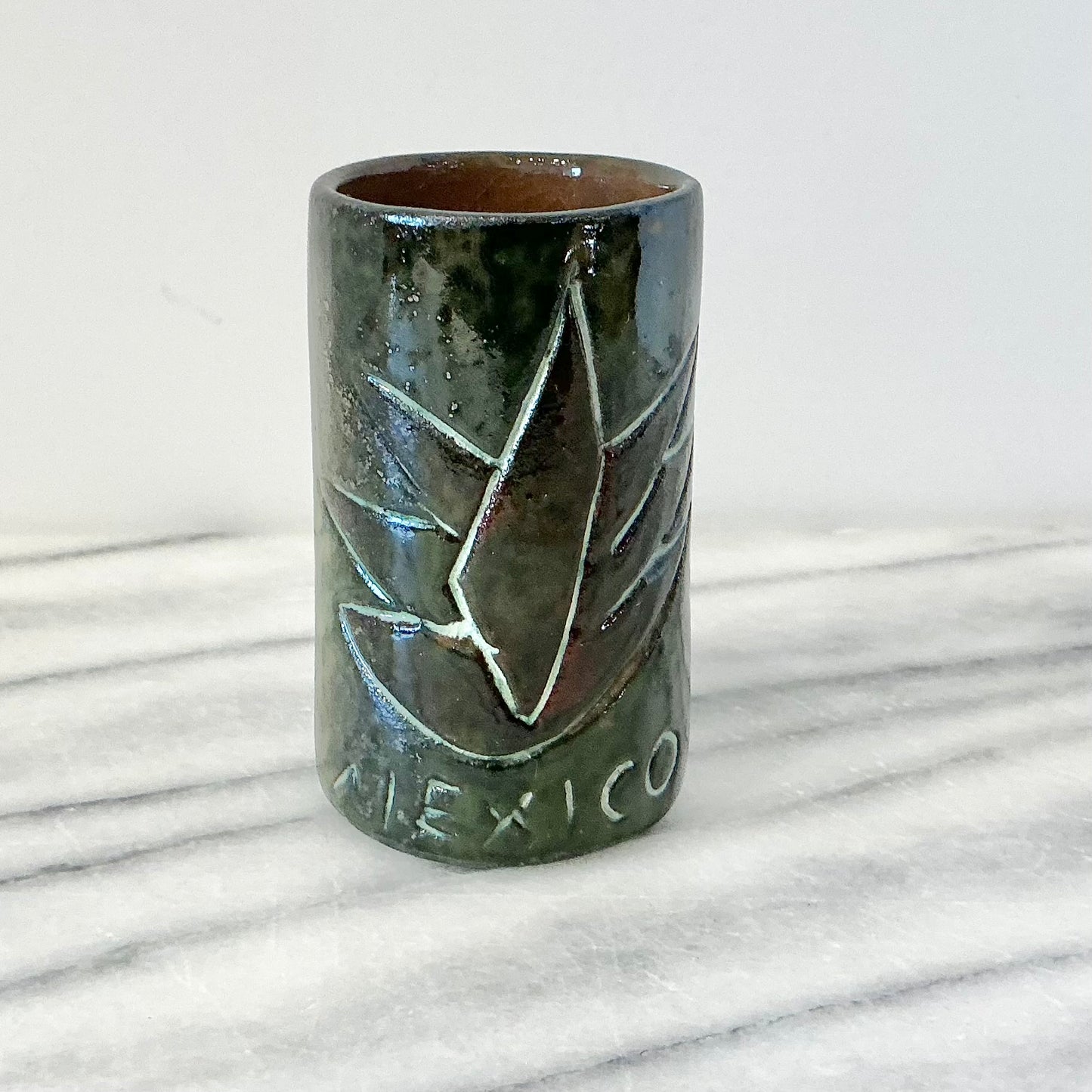 Vintage Mexican Pottery Shot Glass