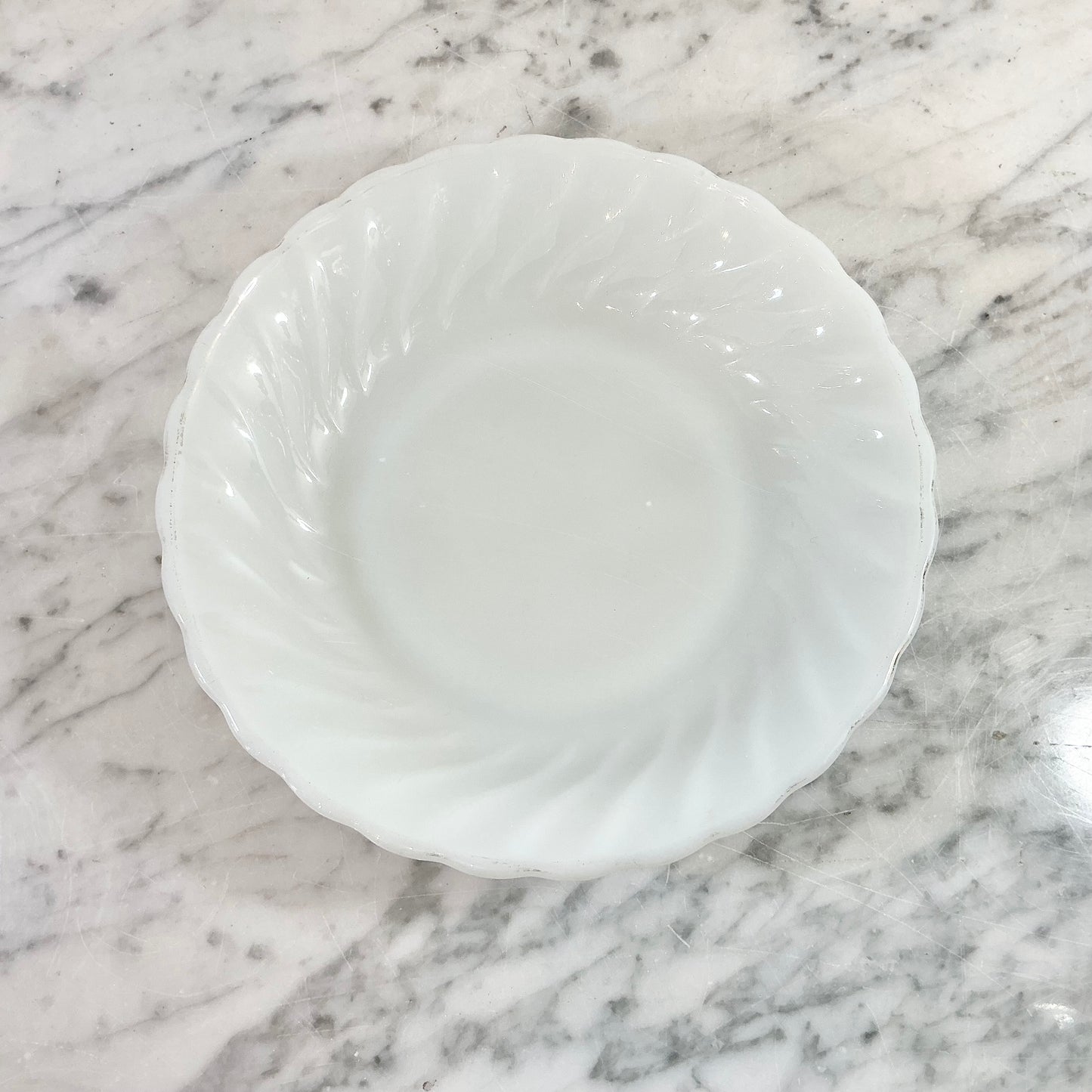 Vintage Scalloped Milk Glass Bowl, 7.75"