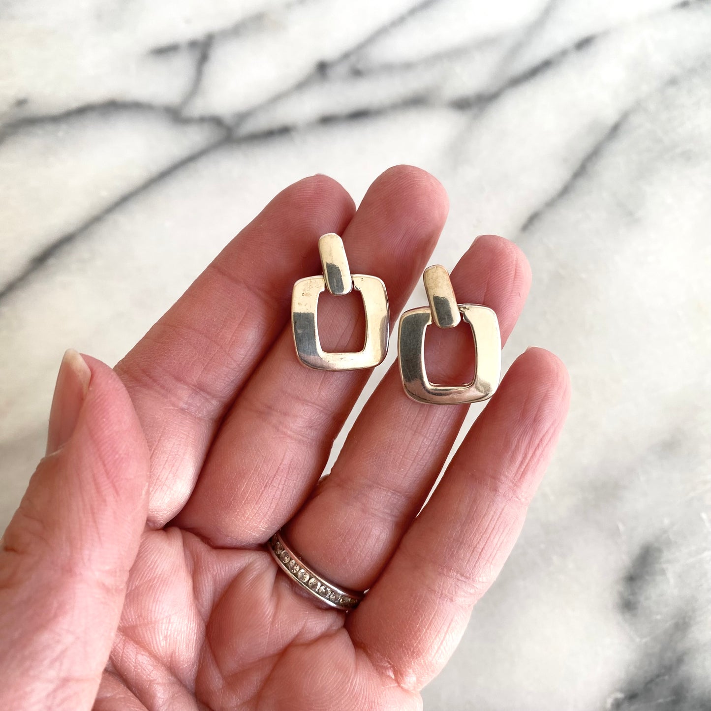 Vintage Mod Silver Dangle Earrings