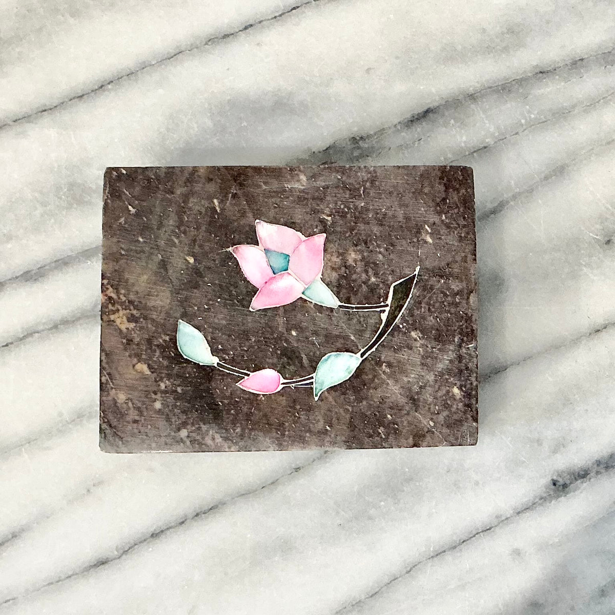 Vintage Stone Box with Inlay