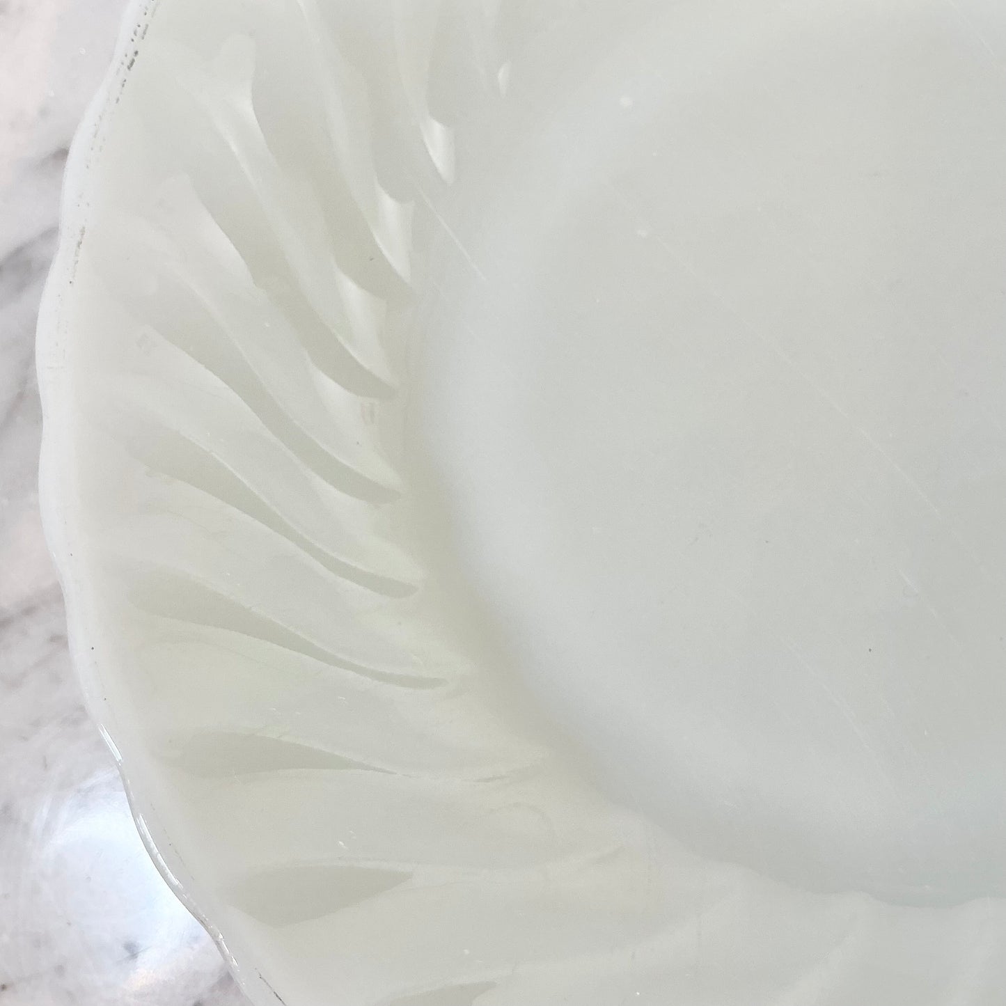 Vintage Scalloped Milk Glass Bowl, 7.75"
