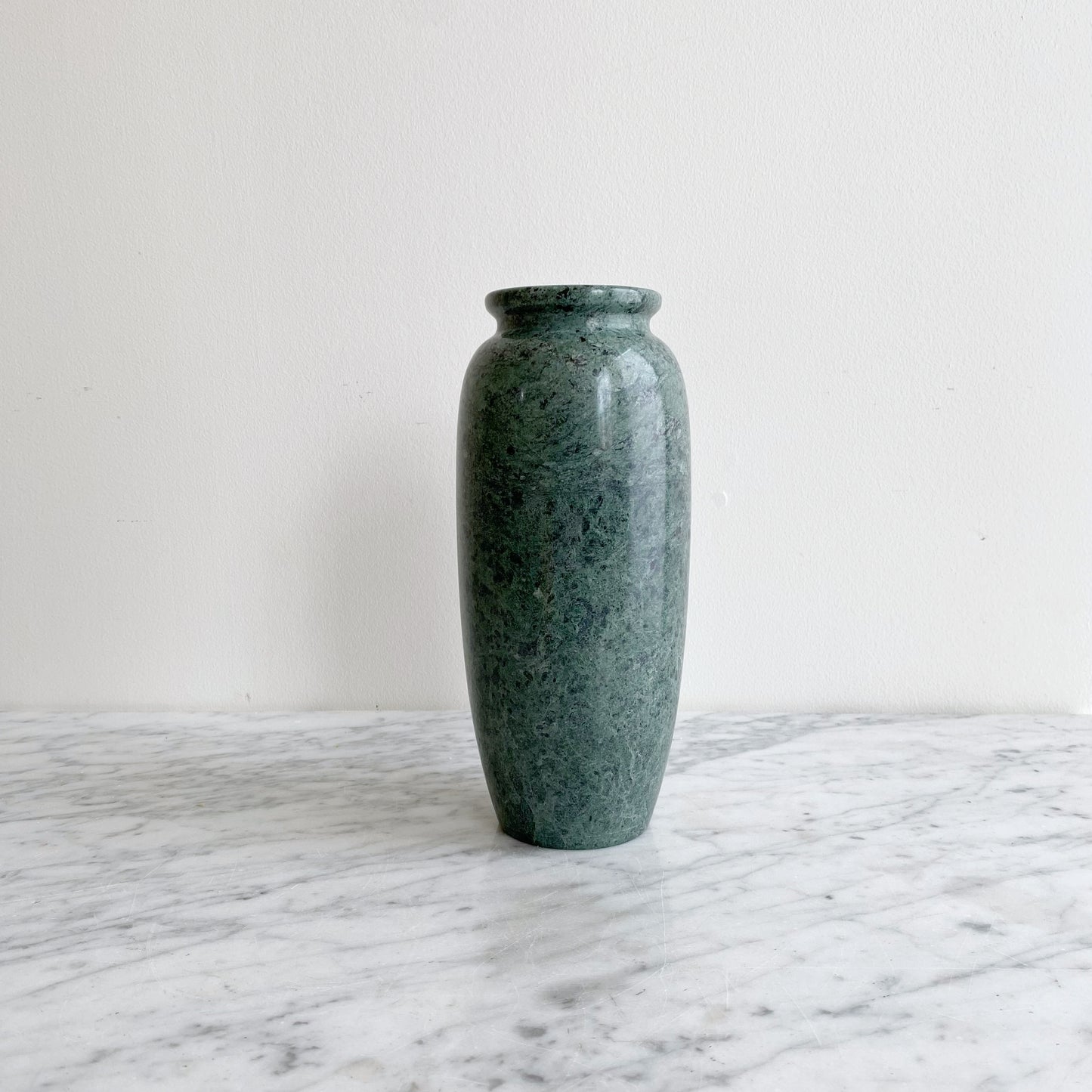 Vintage Green Marble Vase, 9"