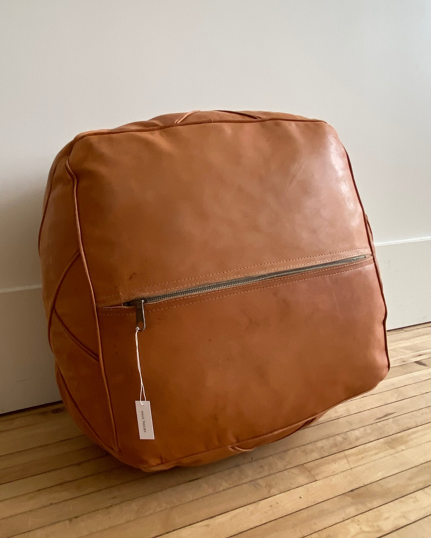 Found Leather Pouf