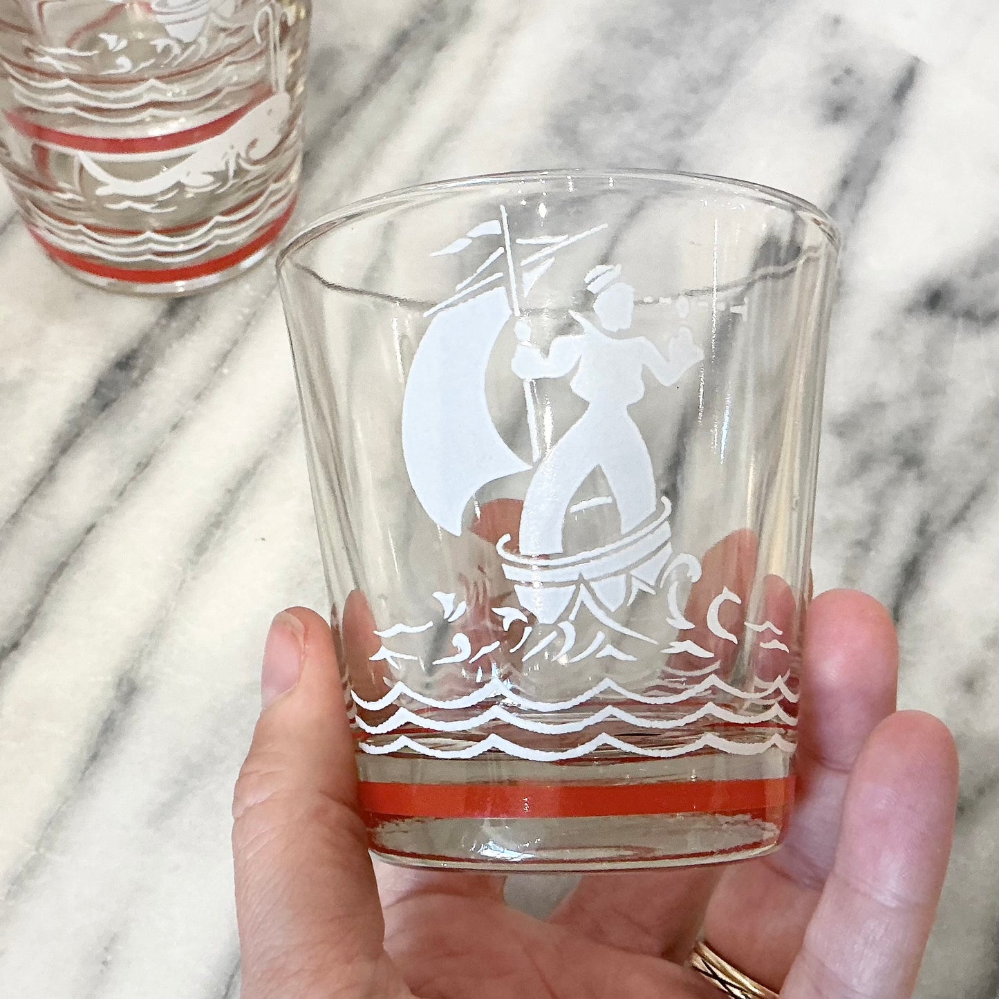S/6 Vintage Nautical Glasses