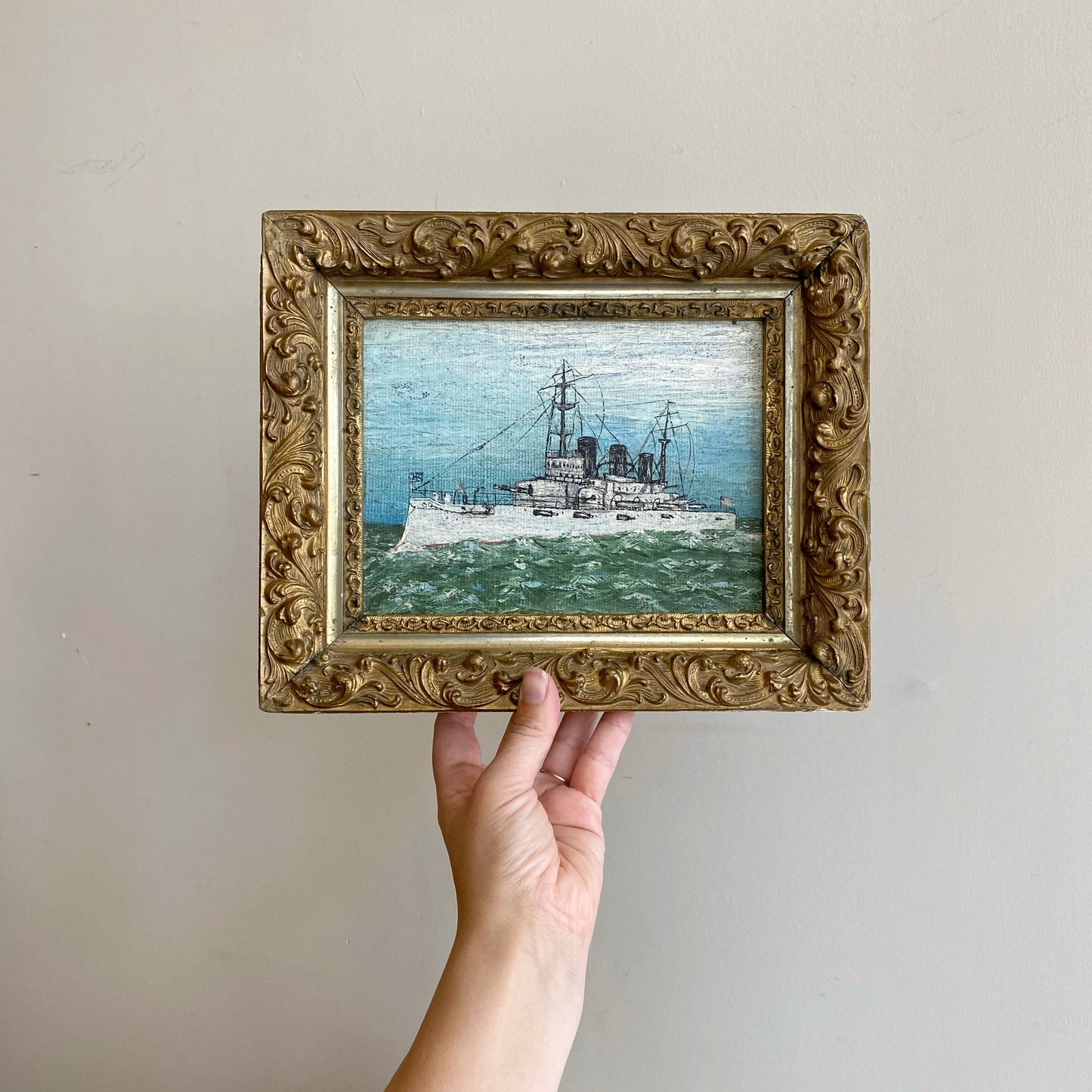 Original Antique Framed Ship Painting (NAUTICAL COLLECTION)