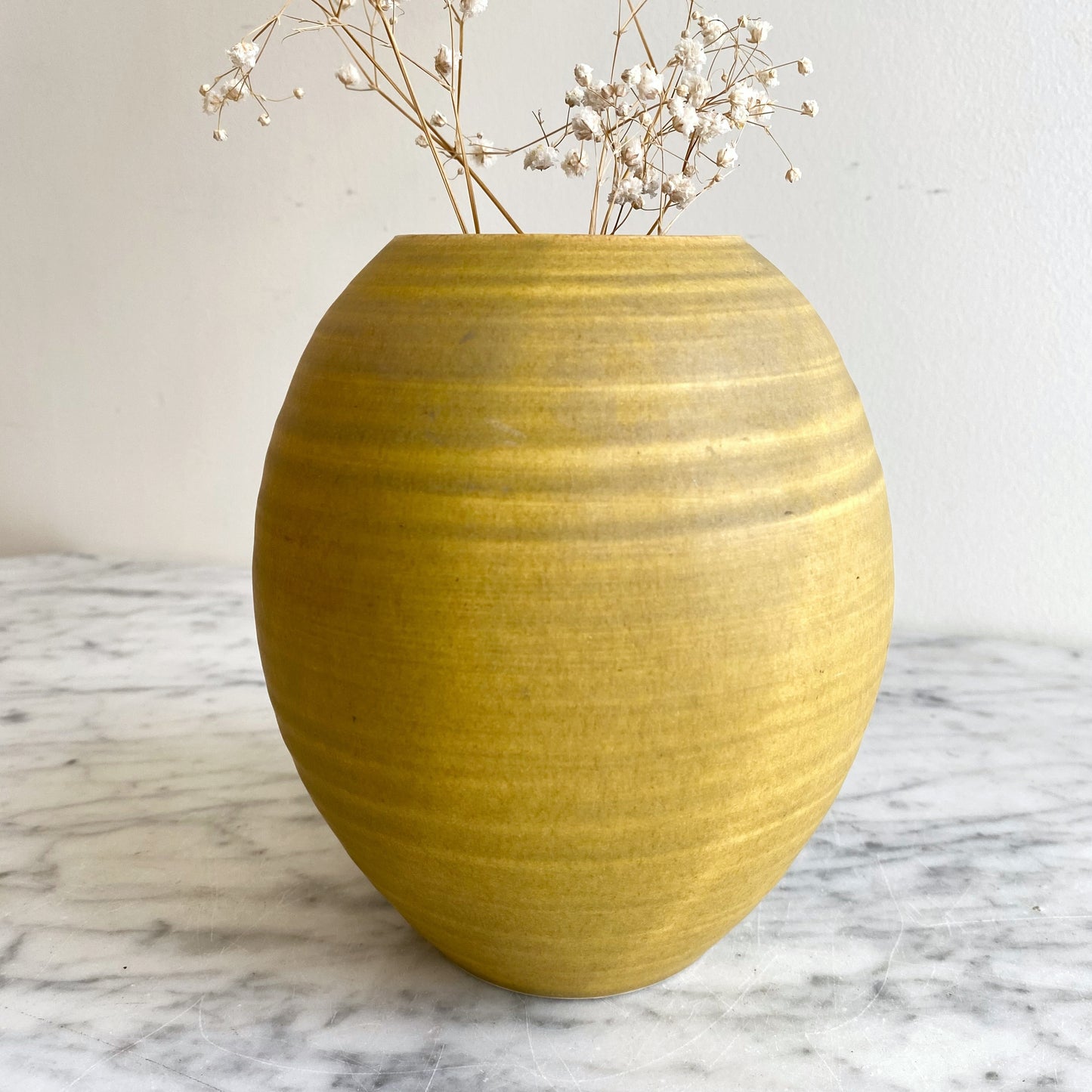 Vintage Yellow Pottery Vase, Japan