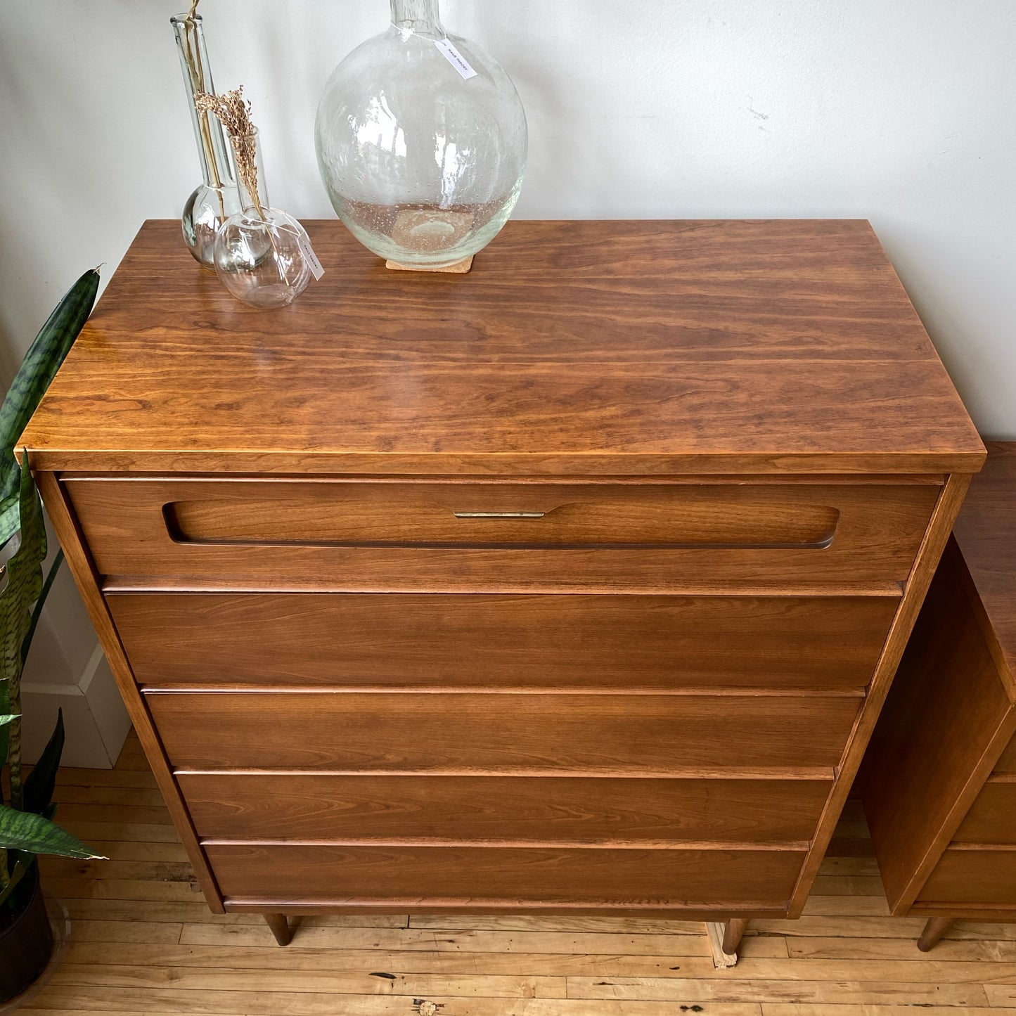 Restored Vintage MCM Tallboy Dresser by Bassett