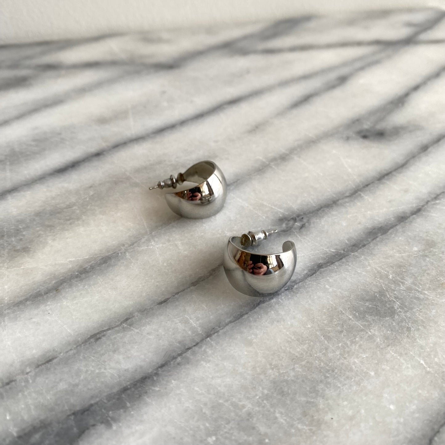 Vintage Silver Metal Hoops