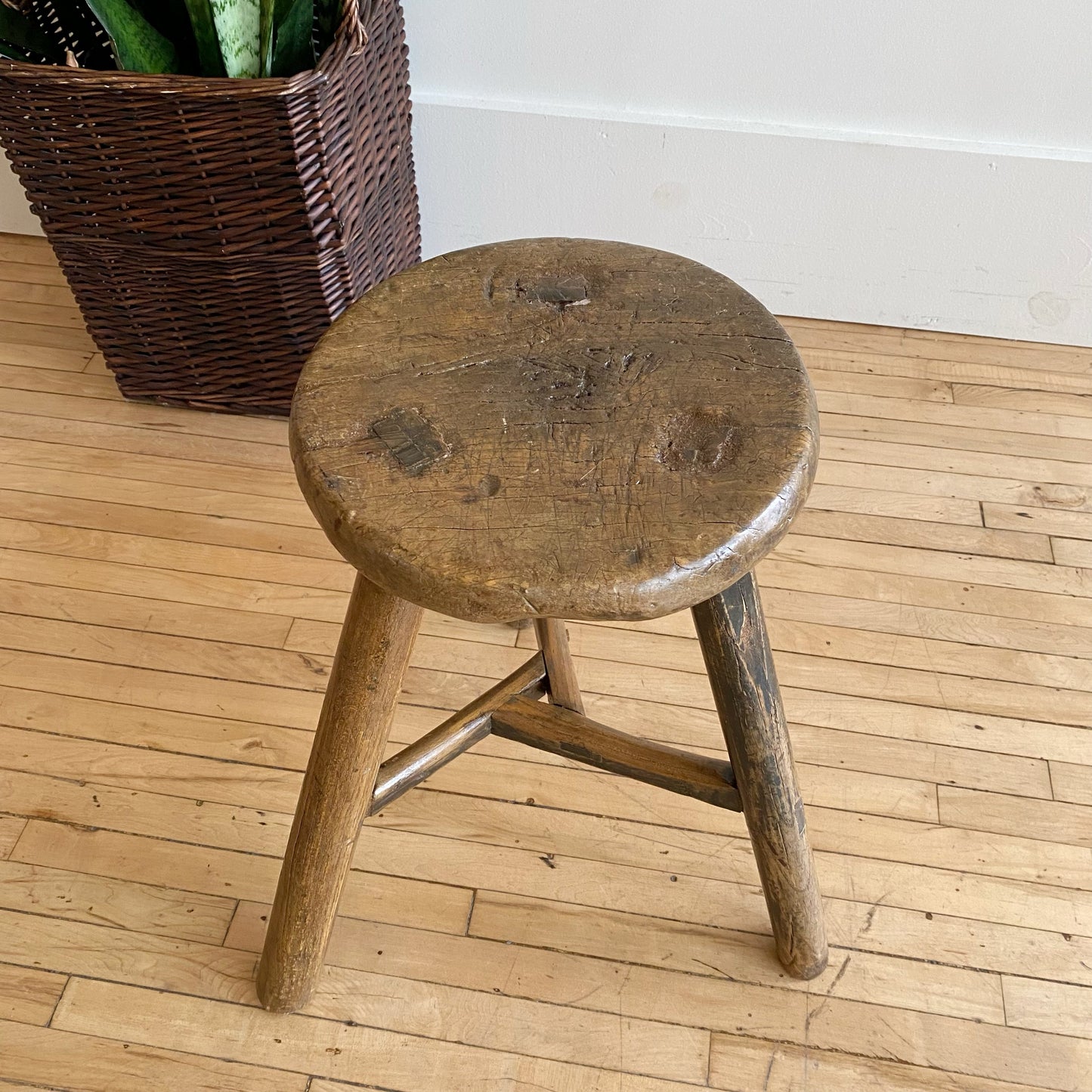 Antique 3-legged Wooden Milking Stool