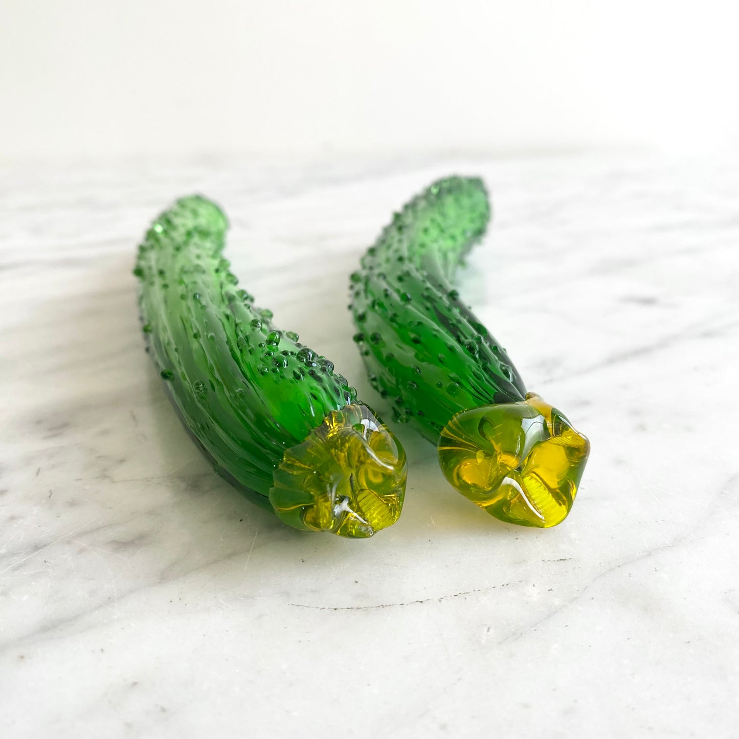 Pair of Vintage Glass Cucumbers
