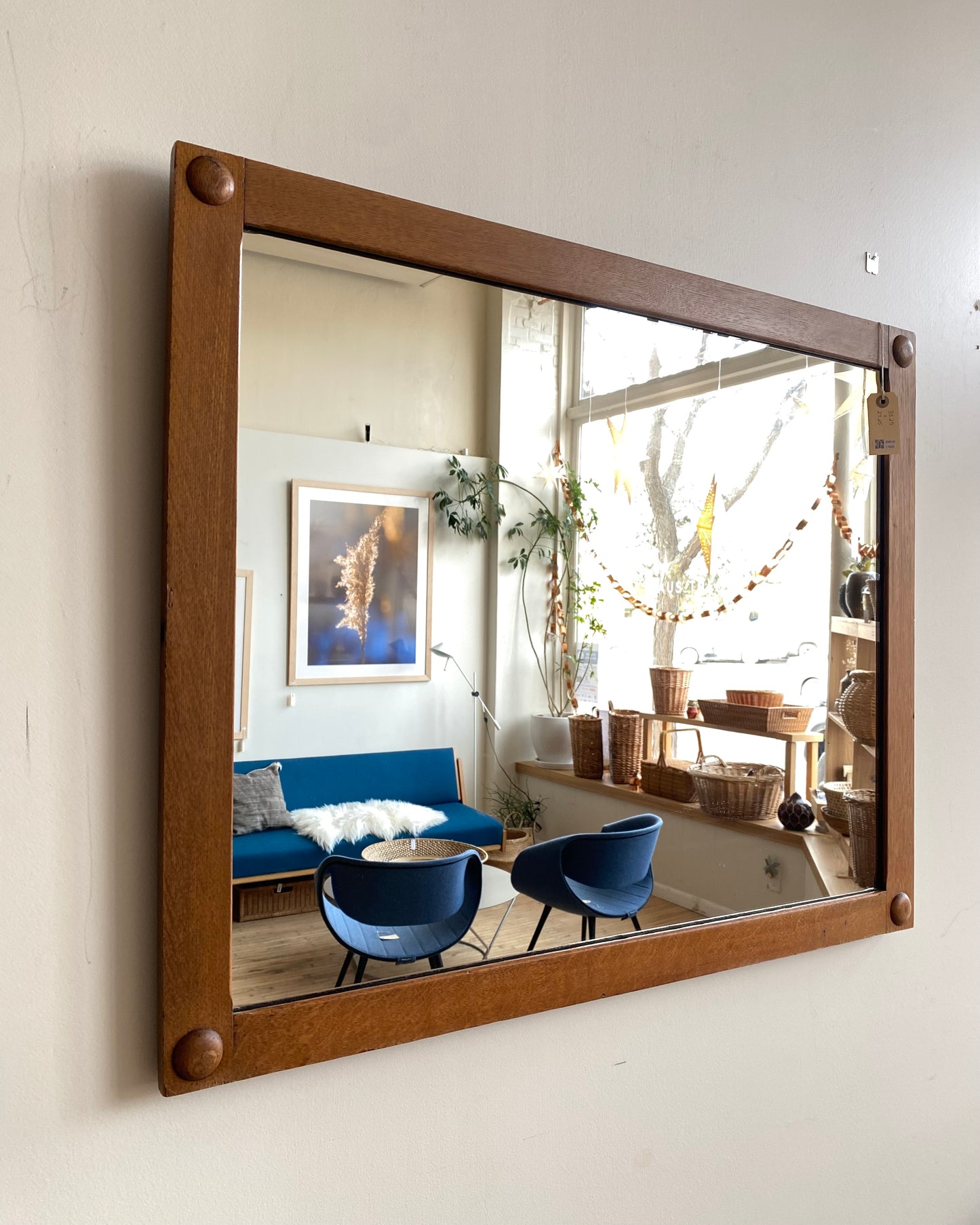 Large Antique Oak Mirror (33.25 x 27.25)