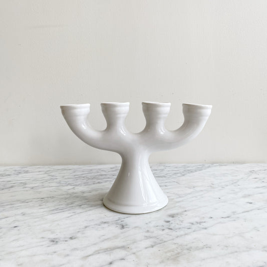 Scandinavian-style White Ceramic Candelabra