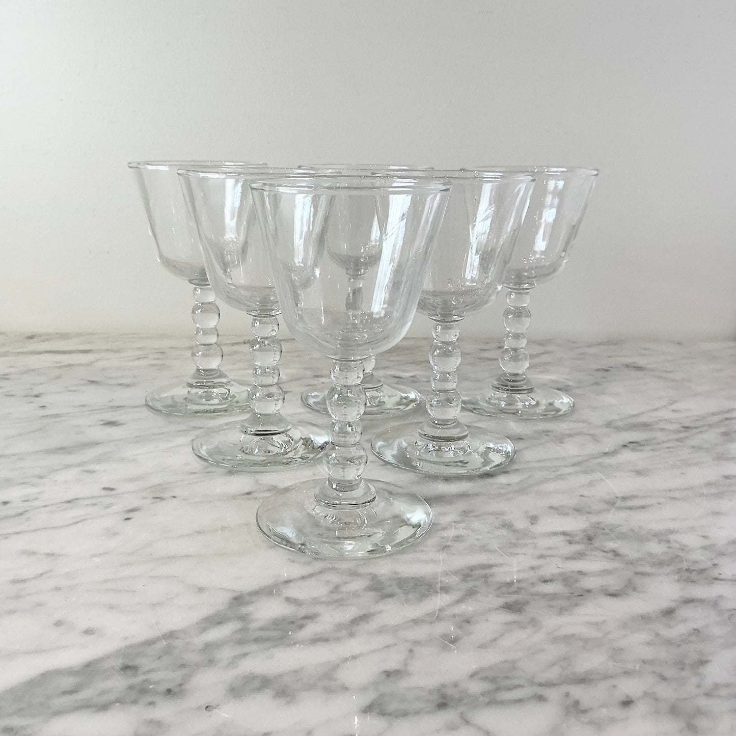S/6 Vintage Bubble Stem Glasses