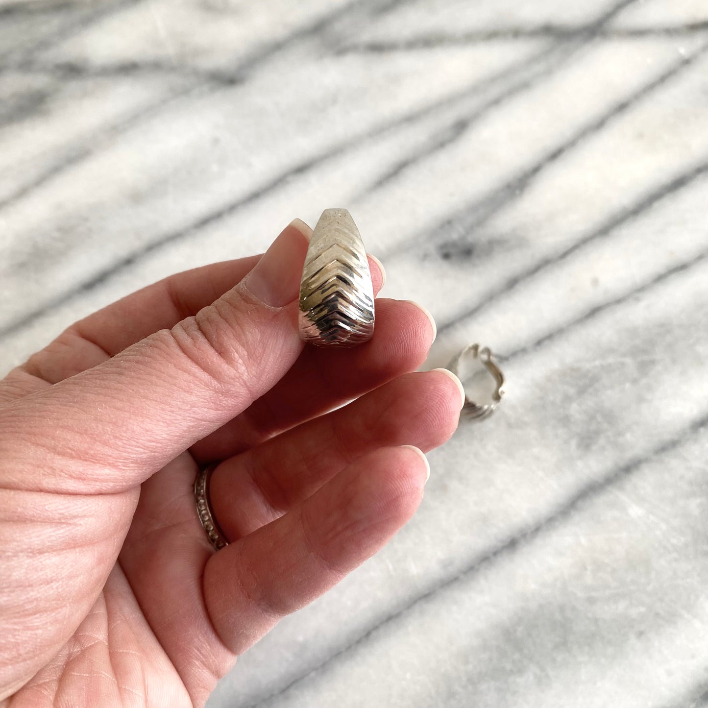 Vintage Silver “Chevron” Earrings
