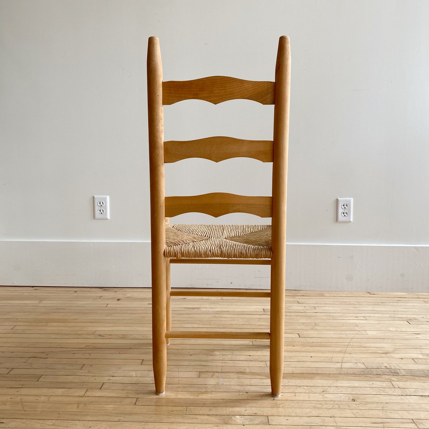 Vintage Primitive Ladder-back Chair with Rush Seat