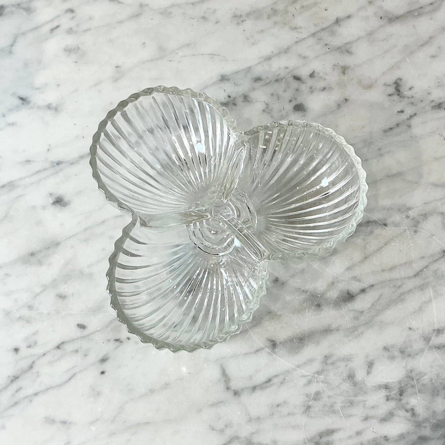 Vintage Glass Seashell Trio Dish