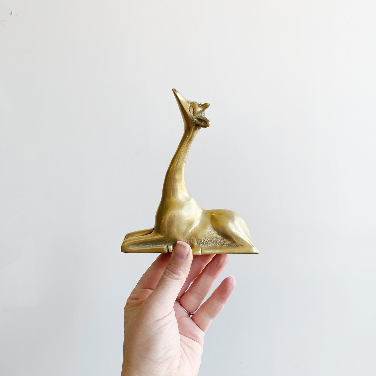 Vintage Sitting Brass Giraffe
