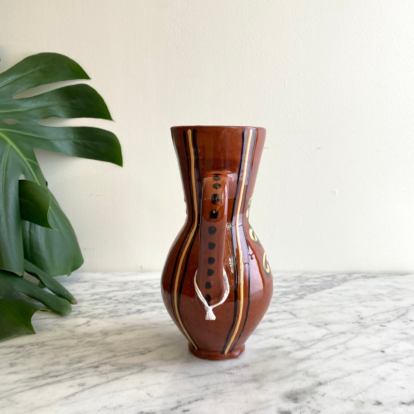 Vintage Hungarian Folk Art Pitcher, 8"