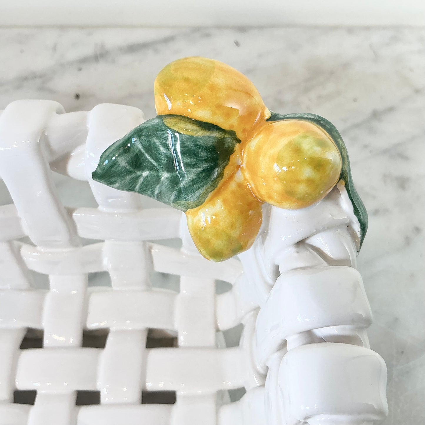 Vintage Woven Ceramic Lemon Basket