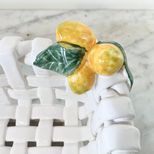 Vintage Woven Ceramic Lemon Basket
