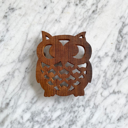Vintage Wooden Owl Trivet