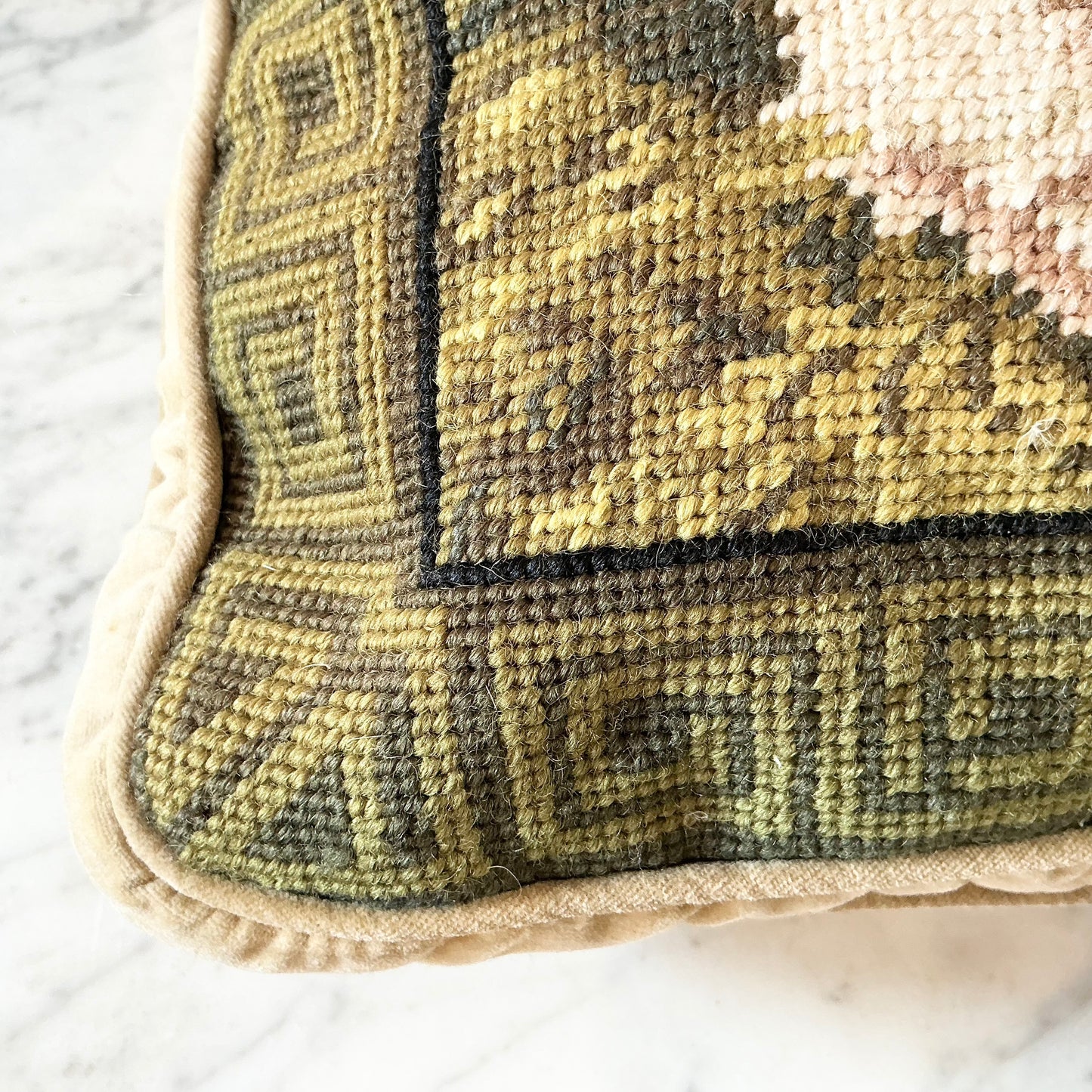 Vintage Needlepoint Dog Pillow