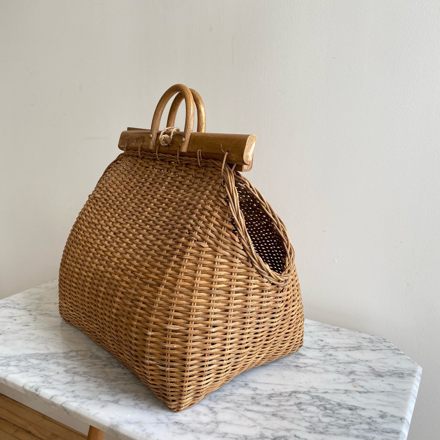 Vintage XL Wicker Tote Bag