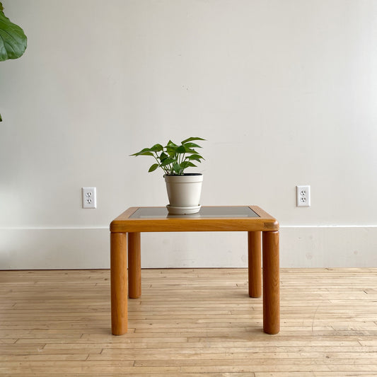 Vintage Teak + Smoked Glass Side Table, by Haslev