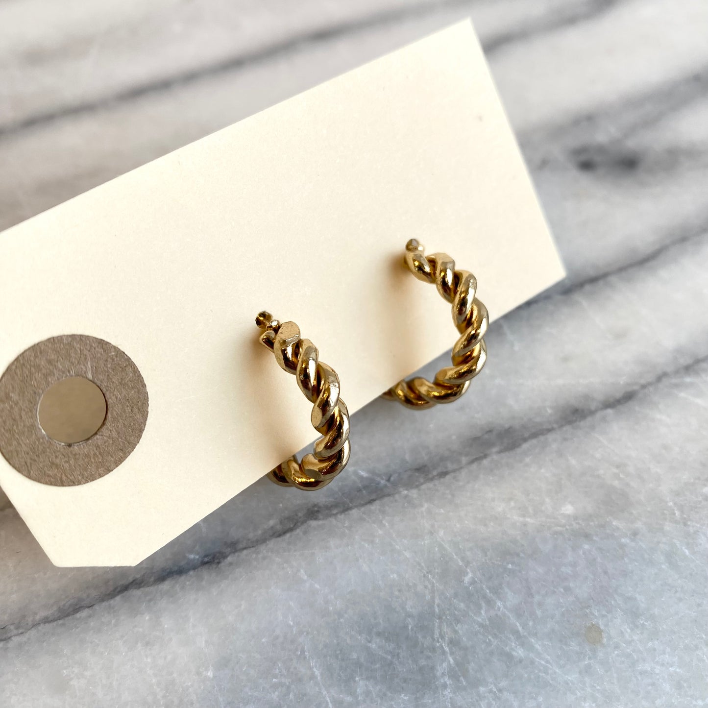 Vintage Golden Twisted Rope Hoop Earrings