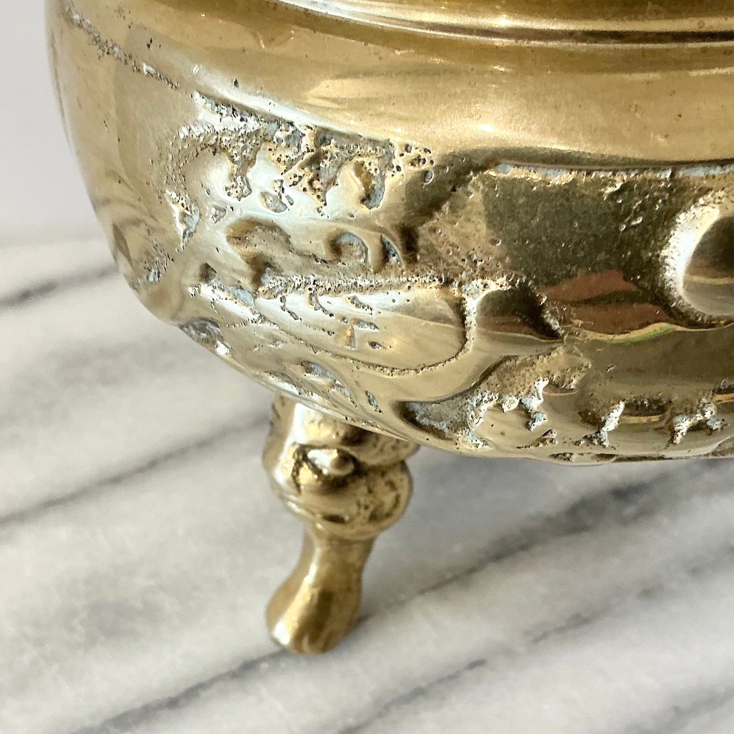Large Vintage Brass Incense Burner with Foo Dog