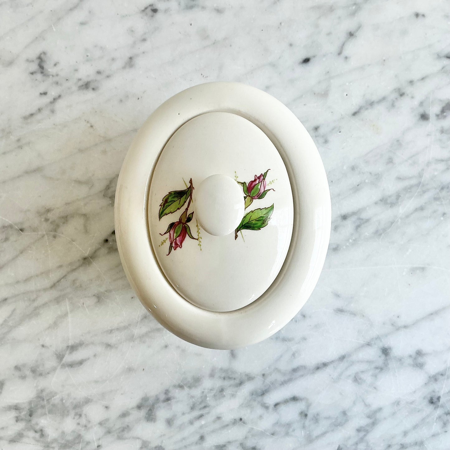 Vintage “Tea Rose” Sugar Bowl with Lid