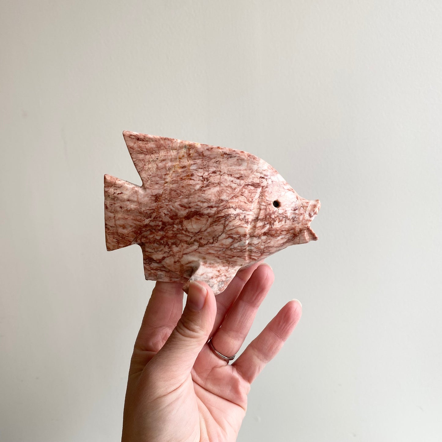 Pair of Vintage Pink Marble Fish