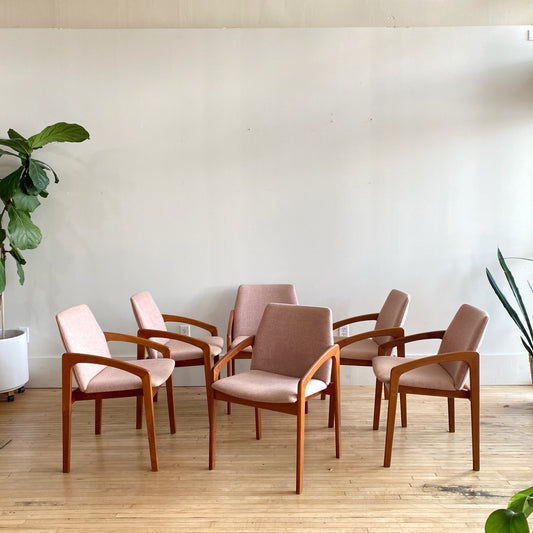 S/6 Teak Danish Modern Dining Chairs by Kai Kristiansen, produced by KS Mobler